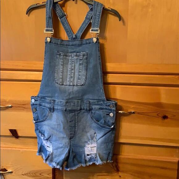 Refuge distressed overall shorts size 10 - Picture 1 of 9
